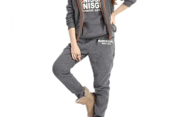 Casual Gris Jogging Survêtement Femme